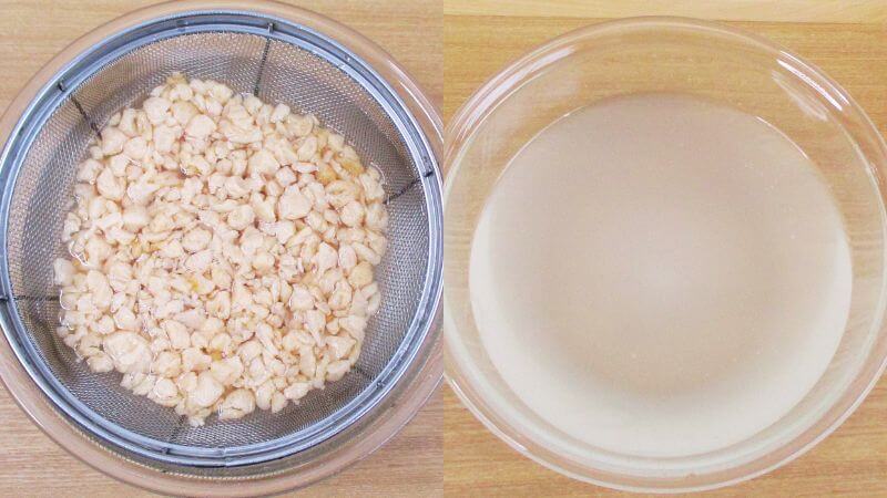 ツナ風大豆ミートをゆすり洗いする（２回目）