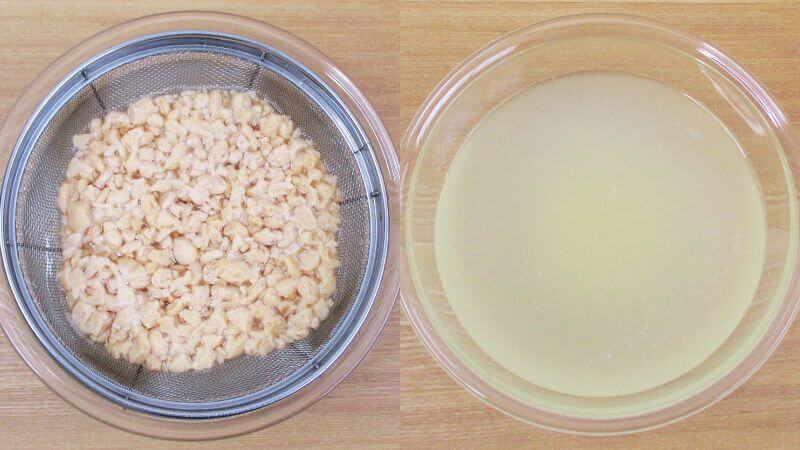 ツナ風大豆ミートの戻し汁