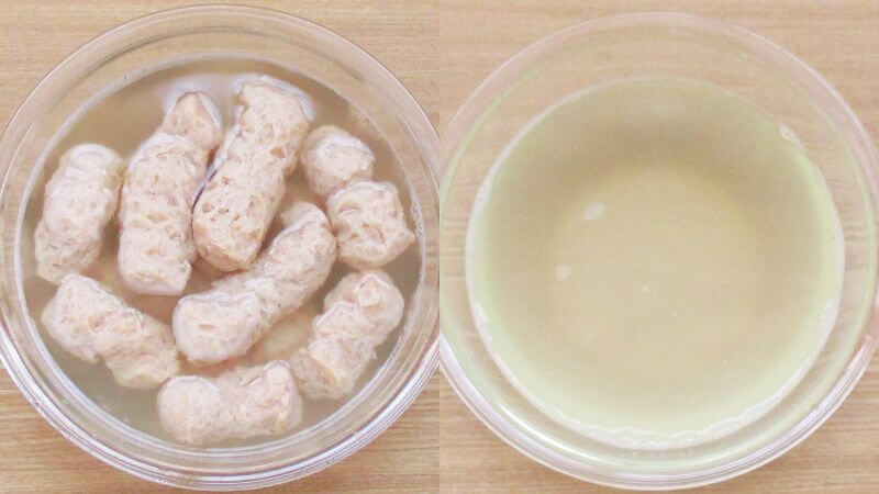 ブロック風大豆ミートもみ洗い２回目