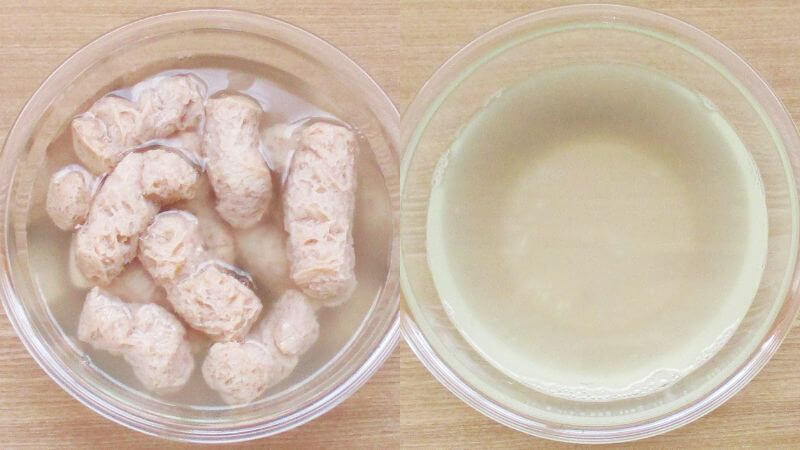 ブロック風大豆ミートもみ洗い３回目