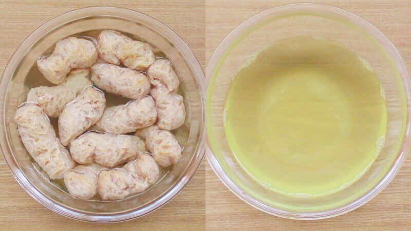 ブロック風大豆ミートの戻し汁