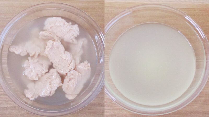 フィレ風大豆ミート押し洗い１回目