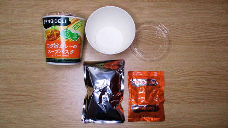 コク旨カレーのスープパスタセット内容