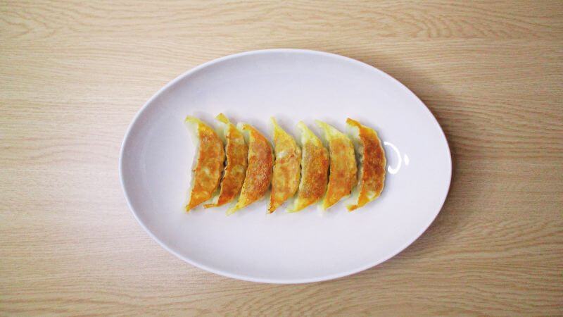 元祖ぎょうざ苑 ベジタブル野菜餃子を上から見た図